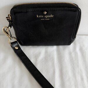 KATE SPADE Madison Small L-Zip Black Leather Wallet Wristlet